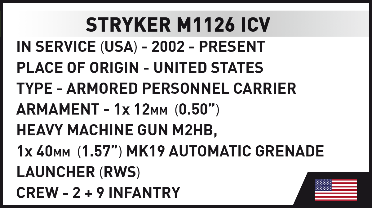 Stryker M1126 ICV Armored Personnel Carrier