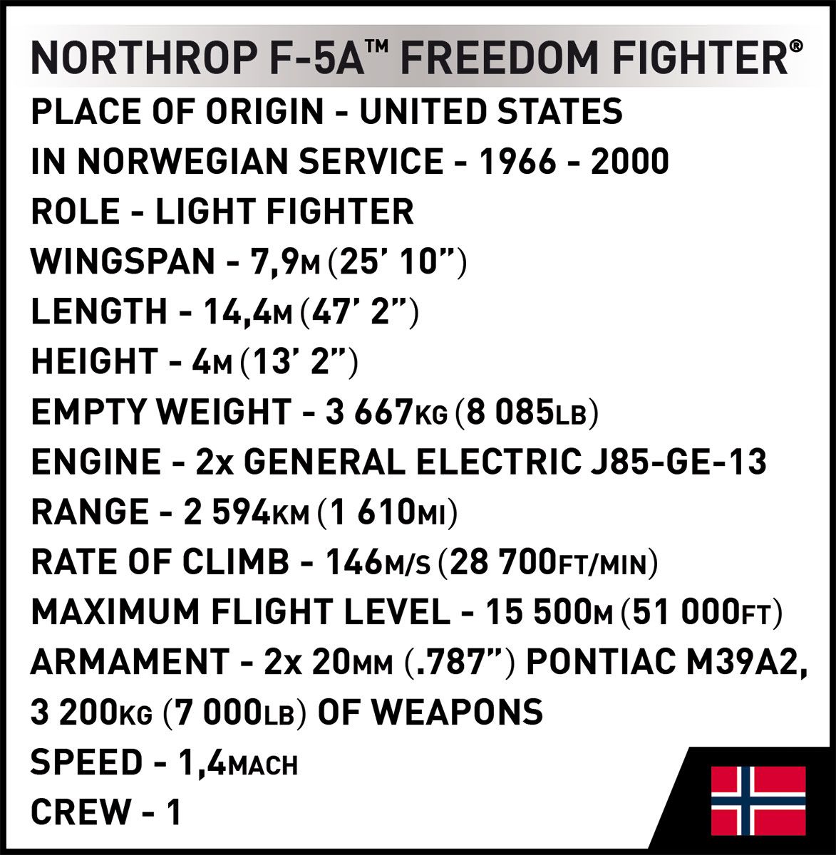Northrop F-5A Freedom Fighter Jet