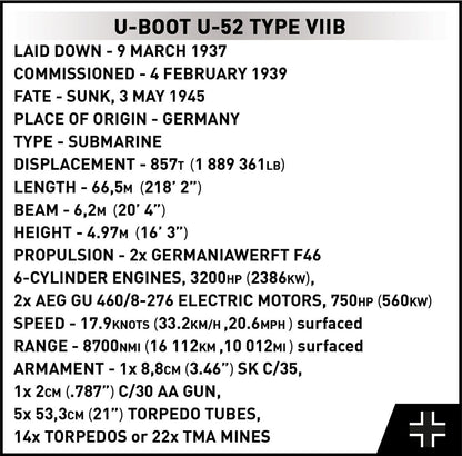 Submarine U-Boot U-52 (Type VIIB)
