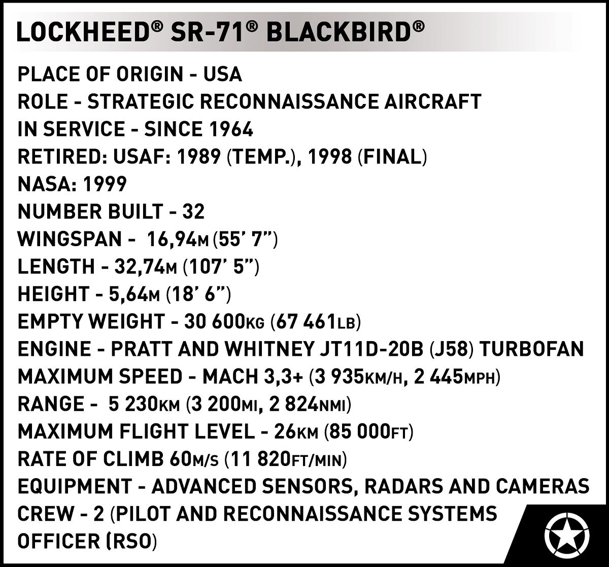 Armed Forces Lockheed® SR-71® Blackbird® Executive Edition